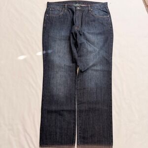 Woolrich Jeans Mens 36x32 Dark Wash Blue Straight Leg 100% Cotton Rugged Classic